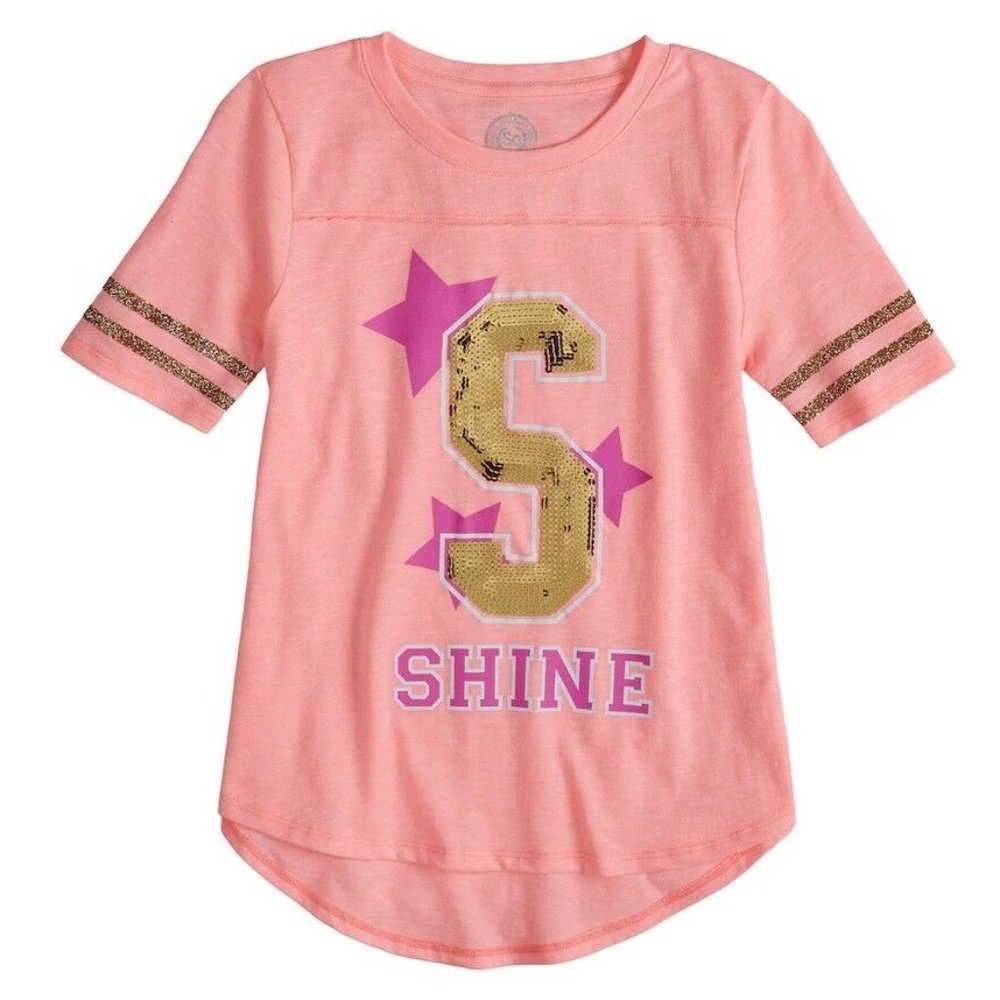 Girls Graphic Tee SO Varsity Elbow Sleeves Kids size 14 NEW